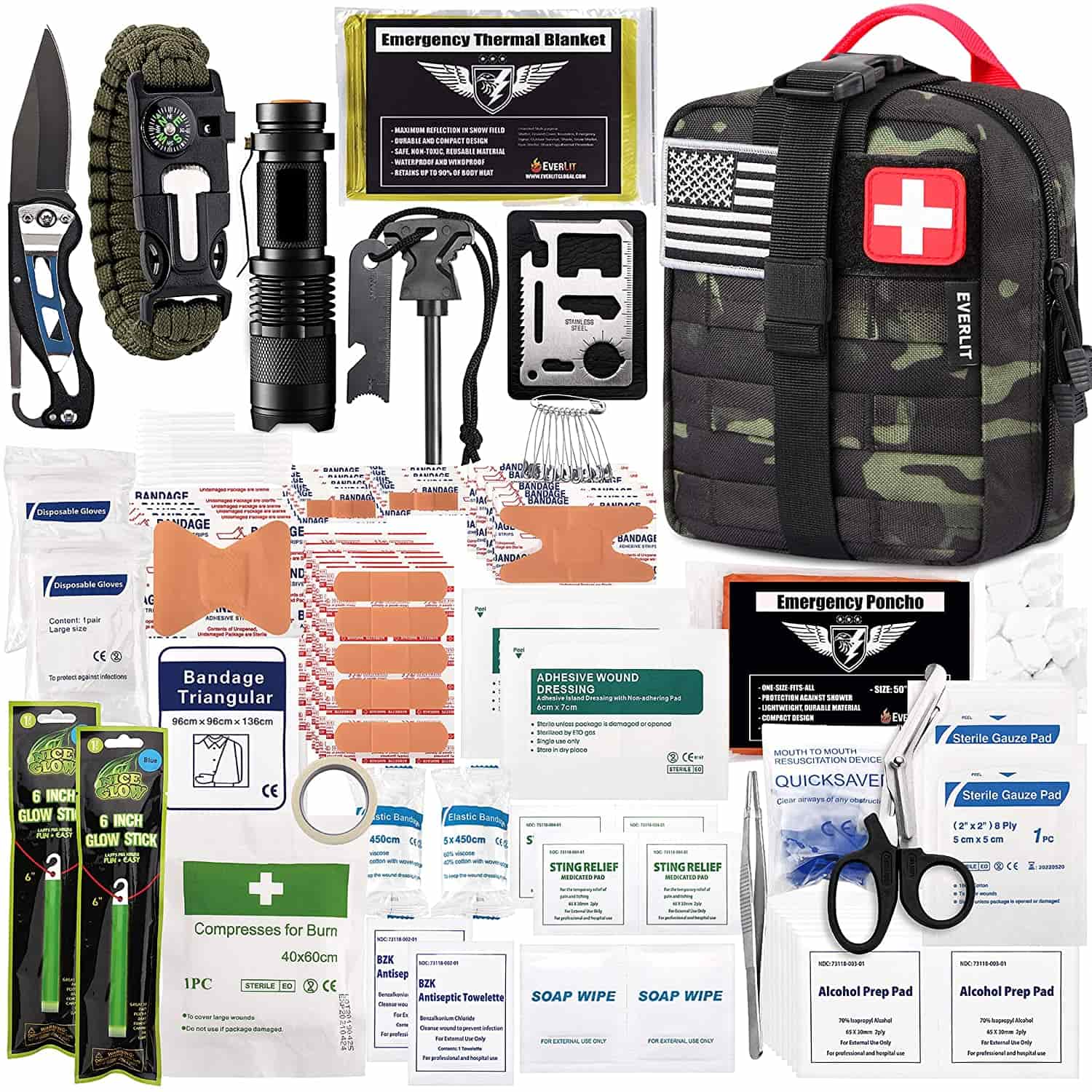 Black Camo Survival First Aid Kit Sisältää 250 kpl ensiapulaukun